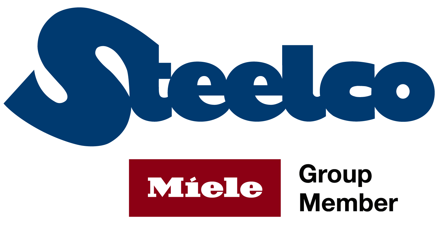 Logo Steelco Pantone 654C MIELE Group Member RGB Vertical