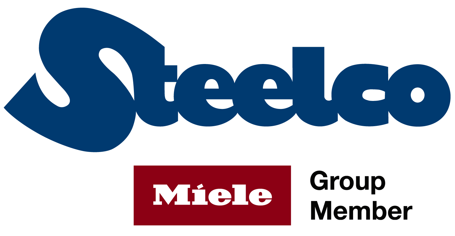 Logo Steelco Pantone 654C MIELE Group Member RGB Vertical