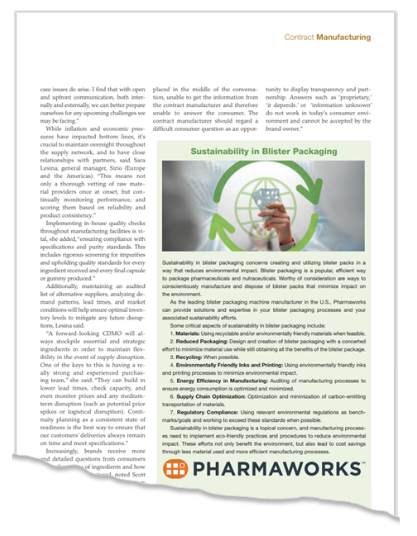 Pharmaworks in Nutraceuticals World - Sustainability in Blister Packaging